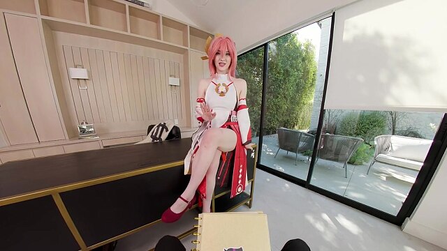 VR Conk Genshin Impact Yae Miko A sexy Teen Cosplay Parody PT2 With Melody Marks
