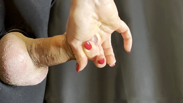 My beautiful hands milked his balls till the last drop of cum without orgasm