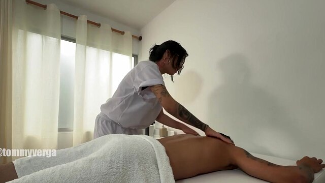 Tommy cock fucks hard masseur with huge cock destroying her pussy